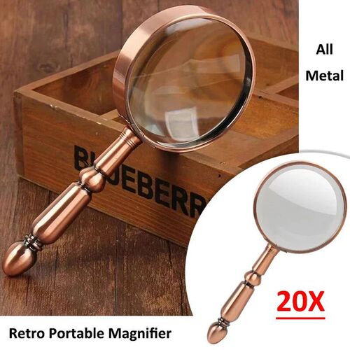 20X Retro All-Metal Magnifier Portable Optical Magnifying Gl