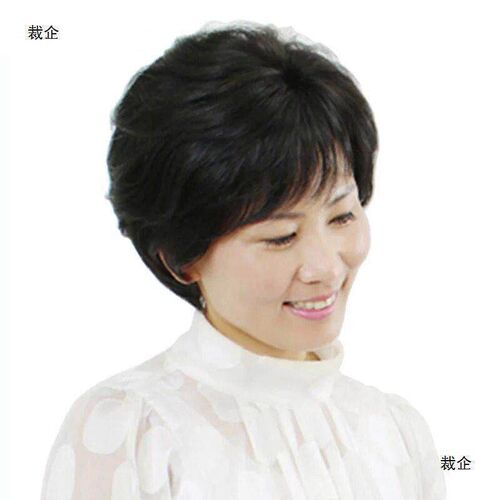 Real Hair Wig for Middle-aged and Elderly Womens Full Head