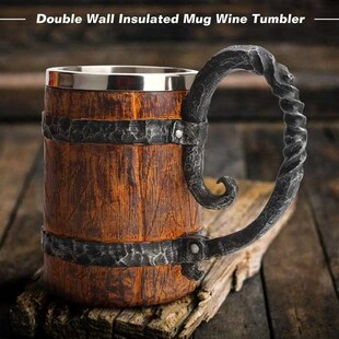 Beer Cup Viking Style Wooden Barrel Simulation Wood Mug