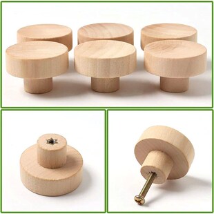 Round Wooden Cabinet Knobs Unfinished Wood cupboard Furnitur
