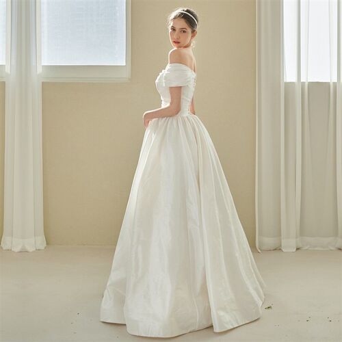 Korean Satin Evening Prom Dress Bride Dresses Wedding 2023 R
