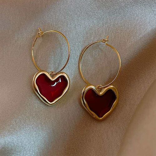Benmingnian New Fashionable Wine Red Love Ear Ring Womens S