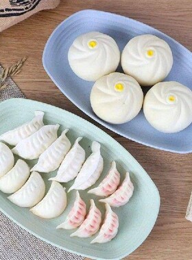 4pcs/Set Wheat Straw Plate Set Dishes Oval Unbreakable