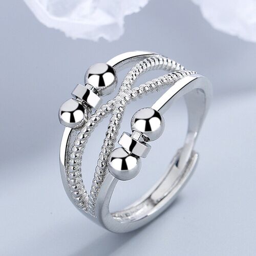 Anti Anxiety Ring with Beads, Fidget Peace Rings Double Holl