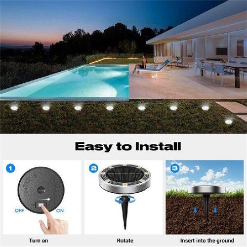 ABFS IP65 Waterproof 8-Pack Solar Ground Lights, Anti-Rust
