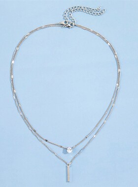 Small diamond long fringe pendant necklace two-piece set项链