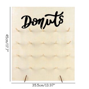Wooden Donuts Wall Holds Stand Dessert Doughnut Display Tabl