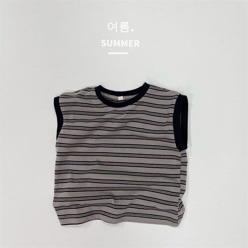 Soft Striped Vest for Kids Summer Sleeveless Round Neck Tee