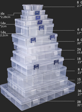 Adjustable 3-36 Grids Compartment Plastic Storage Box Jewelr