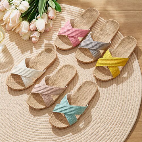 Lin Slippers Home Indoor Couple Wood Floor Cotton And Line S