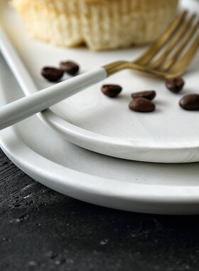 White marble ceramic storage tray oval oval dessert plate