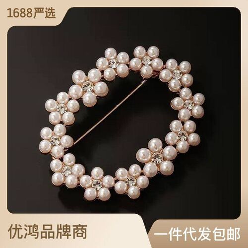 New Pearl Oval Wreath Brooch High-end Womens Corsage Retro