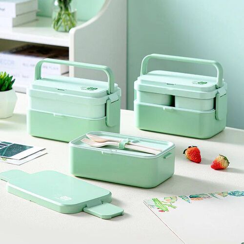 Eco-friendly Green Lunch Box Bamboo Fiber Microwave Heating