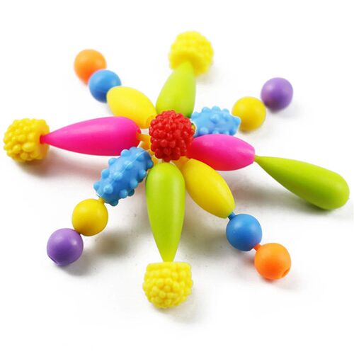 Besegad 485Pcs Colorful Assorted Shapes Plastic Pop Beads DI