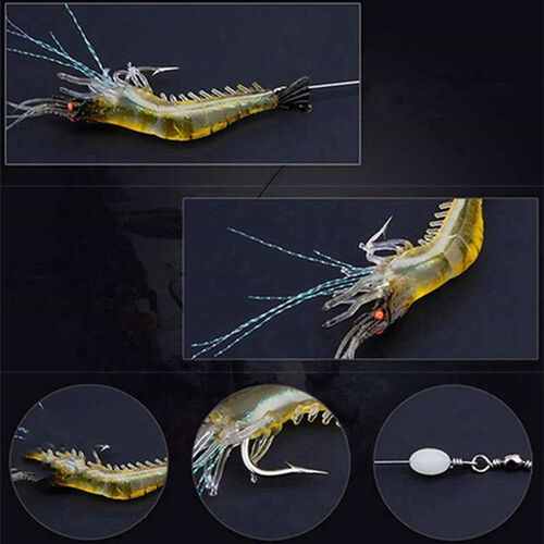 3PCS 9CM 7G Silicone Bait Shrimp Soft Plastic Artificial Sof