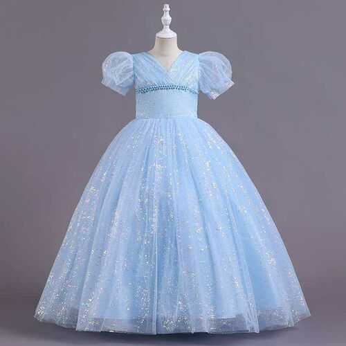 Childrens Long Wedding Dress Dress Puffy Mesh Princess Dres