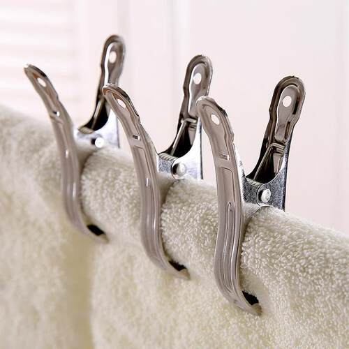 Stainless steel clips for drying clothes, spring-loaded clot