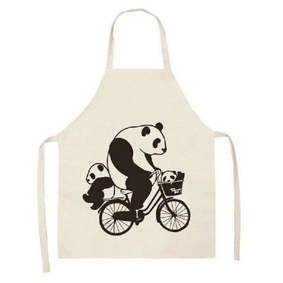 Cute Panda Apron Cartoon Kitchen Aprons Cotton Linen Home