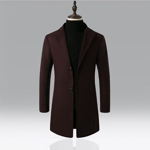 Mid-length windbreaker mens autumn and winter new woolen co
