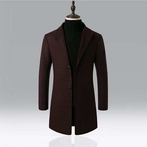 Mid-length windbreaker mens autumn and winter new woolen co