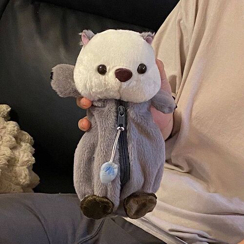 Plush Sea Otter Pencil Case Portable Pen Marker Holder Schoo