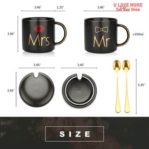Mr and Mrs Coffee Mugs Cups Gift-Set for Engagement Wedding