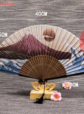 1Pcs Vintage Silk Folding Fan Chinese Japanese Tassel Bamboo