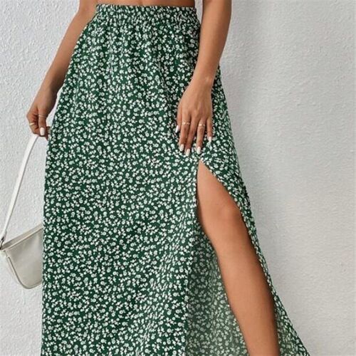 Womens Floral Split High-waist Print Skirt