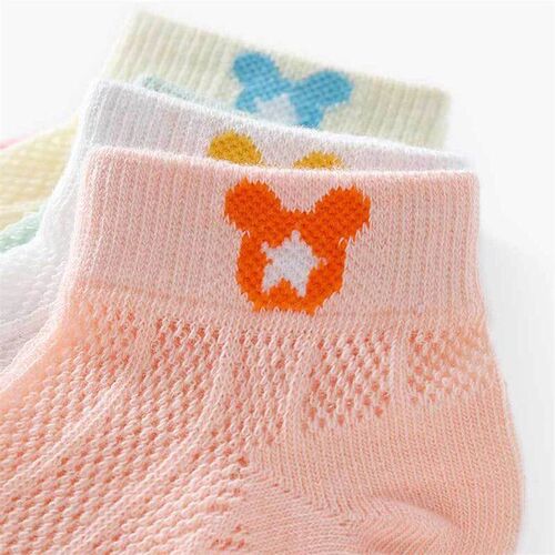 5 Pairs Summer Cotton Kids Socks Cute Cartoon Thin Mesh Baby