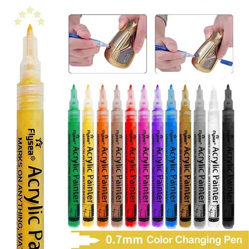 0.7mm Golf Club Color Changing Pen Acrylic Ink Pen With Stro