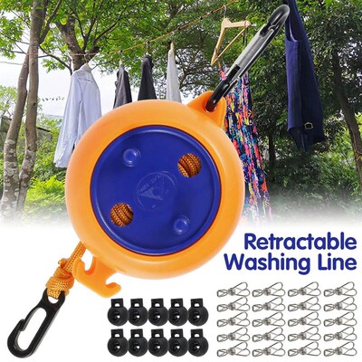 8 Meters Clothesline Retractable Washing Line Travel Clothes