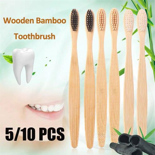 5/10Pcs Wooden Toothbrush Eco-Friendly Bamboo Soft Fibre Too