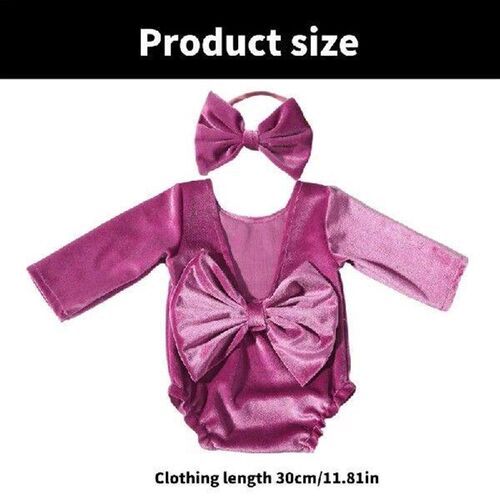 Newborn Velvet Romper Newborn Photo Props Girl Headband Set