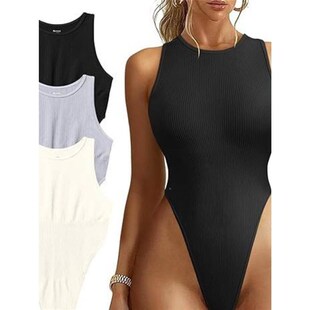 罗纹无袖 Ribbed 挂脖连体衣女 jumpsuit hanging sleeveless neck