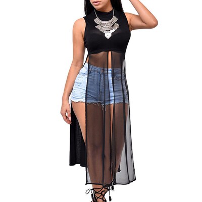 Sexy High Split Dress Black White Sexy Evening Party Clubwea