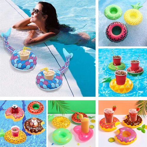 1Pc Inflatable Float Cup Pad Drink Holder Swimming Pool Cup