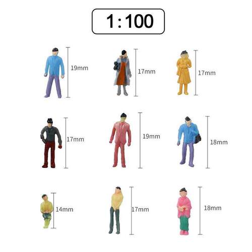 100Pcs 100/150 Scale Model Miniature Figures N Scale Painted