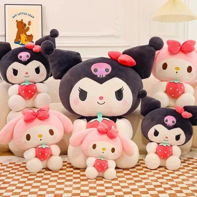 22/35cm Sanrio Strawberry Kuromi Pillow Plush Toy Girls Soft