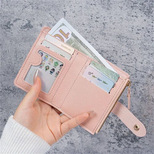Wallet new button wallet female solid color wallet thin ladi