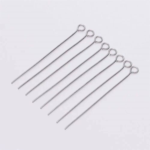 100pcs Stainless steel Eye Head Pins Metal Eye Pins For Jewe