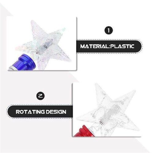 2Pcs Glowing Sparkling Star Light up Sticks Kids Princess
