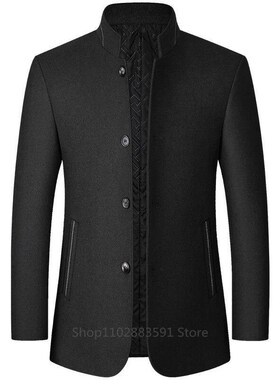 Autumn/Winter Woolen Coat British Style Solid Mid-Length Men