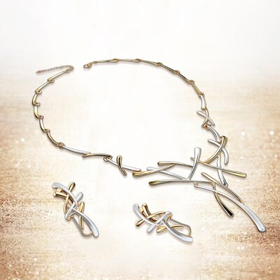 Women Luxury Necklace Ear Studs Set Wedding Bridal Girls Cha