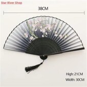 Fan Retro Chinese Vintage Bamboo Folding Japanese Hand Silk