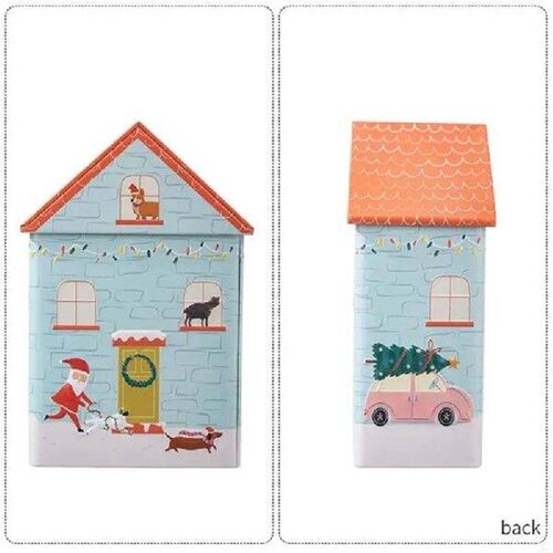 808A Novelty Blue Pet House Tin Box Storage Case for Office
