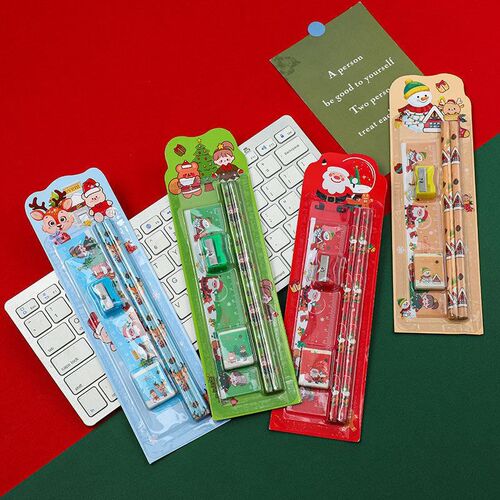 Christmas Pencil Set Kids Drawing Kit with Eraser Gift圣诞