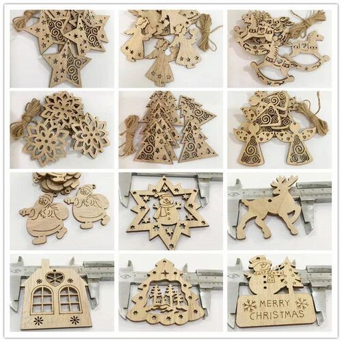 10PCS Wooden Angel Shape Cutouts Crafts Blank Wood Hanging O