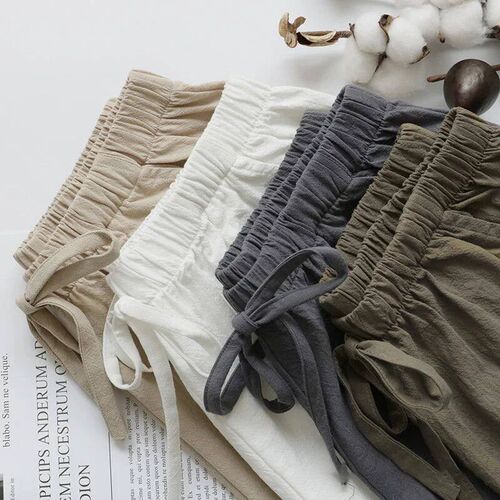 Cotton Linen Shorts Women Fashion Workout Shorts High Waiste