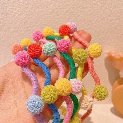 New Candy Color Ball Wave Childrens Hairband Girl Heart Pri