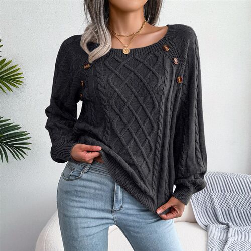 2023 Autumn and Winter Casual Square Collar Sweater Women